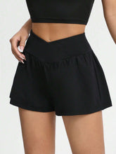 EZwear Solid Overlap Waist Shorts